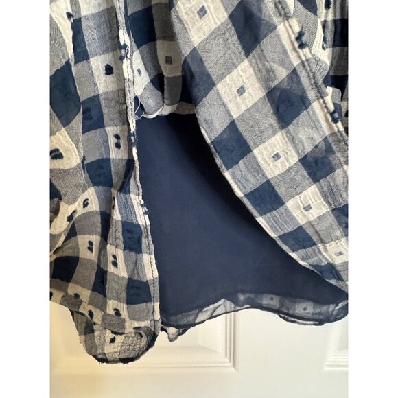 Max Studio Lined Navy Size Large Tunic Sleeveless Top Pleated Babydoll NWT - Picture 7 of 14